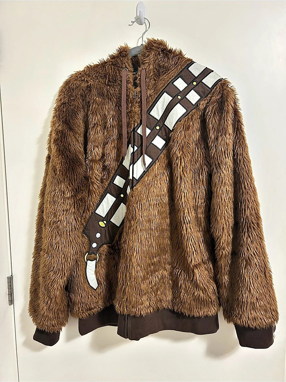 Star Wars Chewbacca Hoodie X-large Brown Jacket Faux Fur Wookiee Zip Up Furry